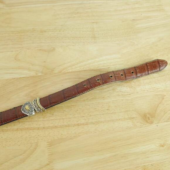 Leather Western Belt M L 32" Brown Black Leather Reversible 90s Croc Embossed - Picture 7 of 13